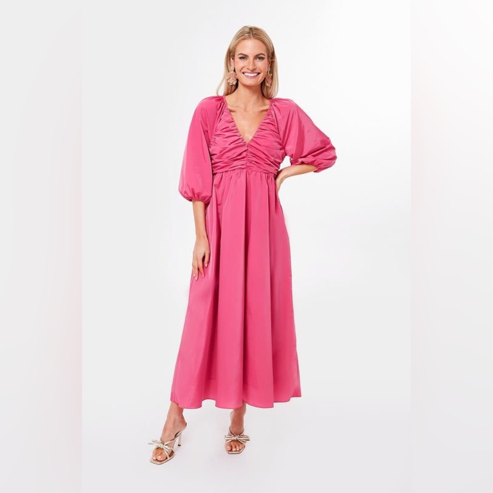 Hyacinth House Fuchsia Ruched V-Neck GIA Maxi Dress size XS. New without tag